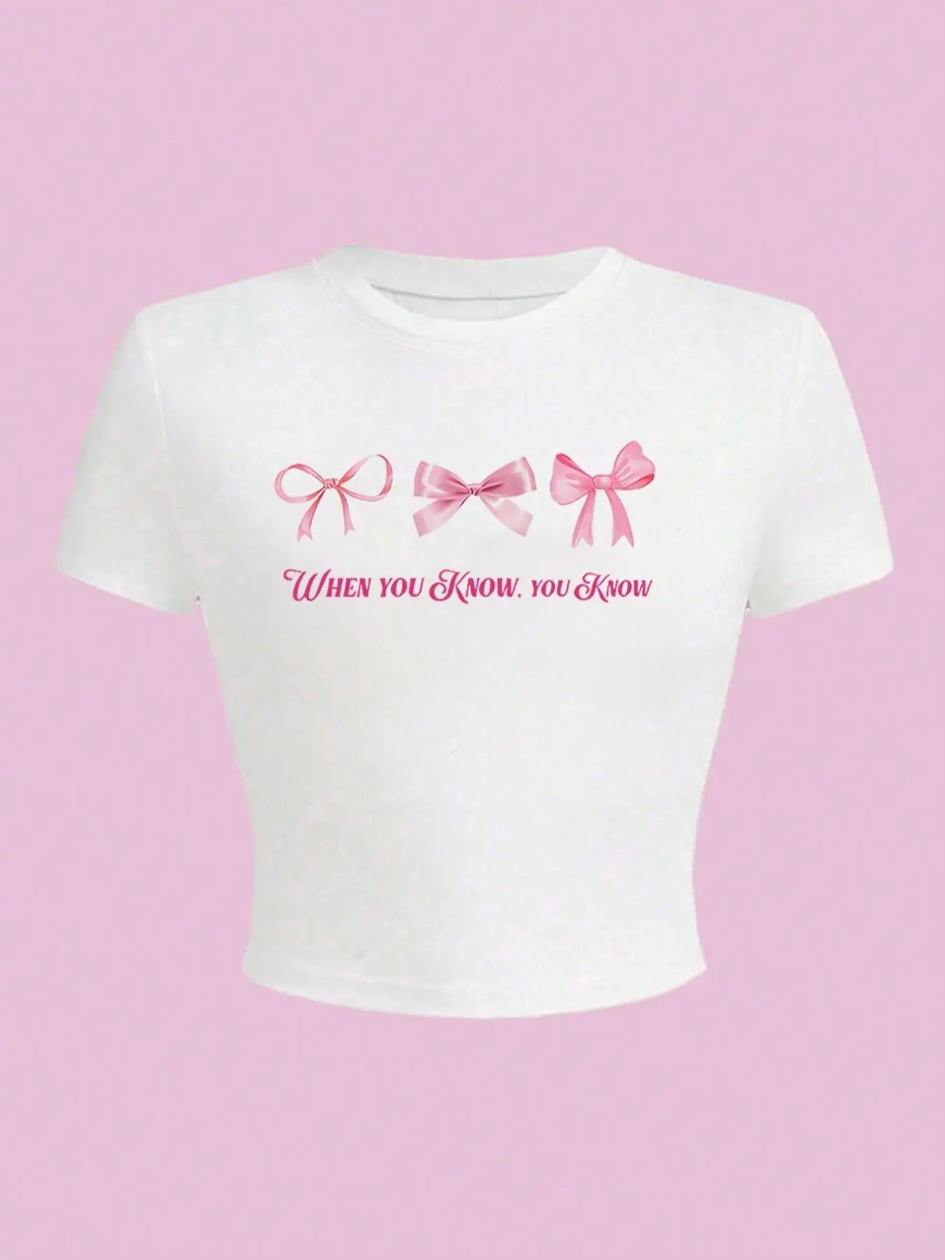 Women's Bow Print Round Neck Tee, Casual Graphic Short Sleeve T-shirt For Daily Wear, Ladies All Seasons Outfit Hoodie,...