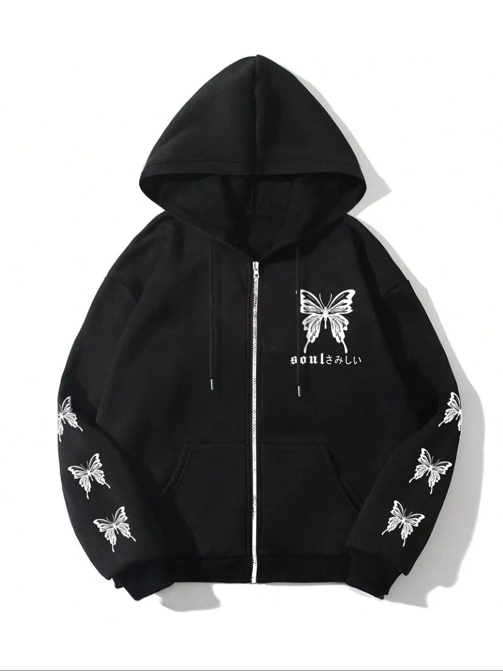 Women's Butterfly Print Zip Up Hoodie, Fashion Casual Hooded Sweatshirt for Daily Holiday Outdoor Wear, Women Clothing...