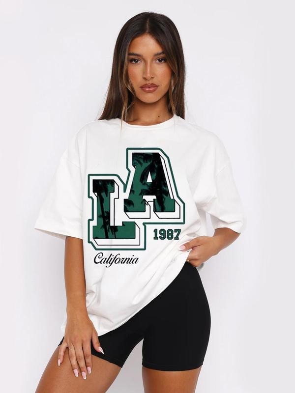 Women's Camo Print Round Neck Tee, Casual Short Sleeve Crew Neck T-shirt for Daily Wear, Ladies Clothes for All Seasons,...