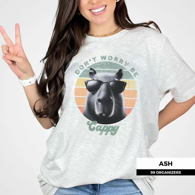 Women's Capybara Retro Shirt, Capybara Gift Tee Cotton Top Hoodie, Sweatshirt | UrbanDripWear.com