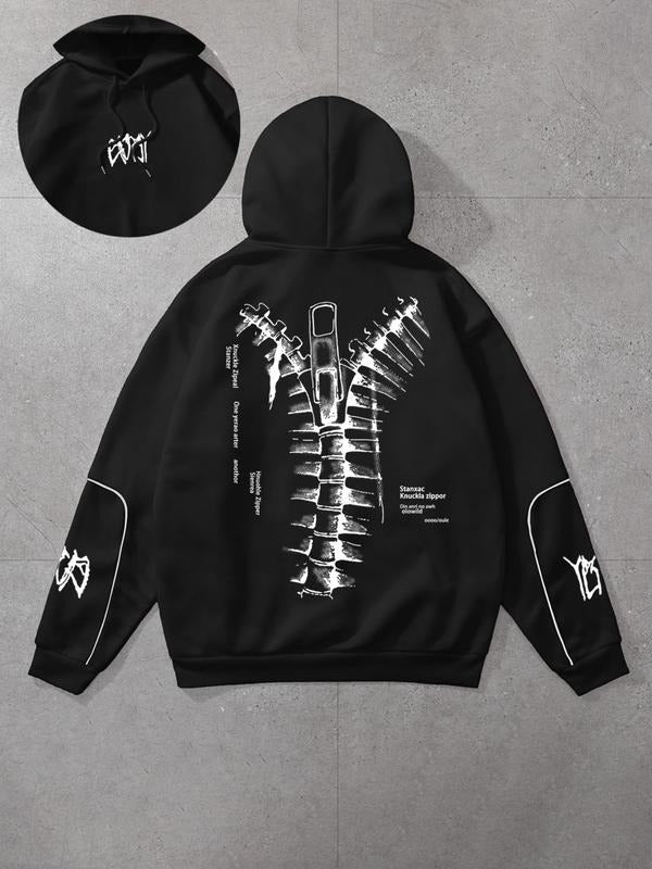 Women's Cartoon & Geometric Print Drawstring Hoodie, Fashion Casual Long Sleeve Hooded Sweatshirt for Daily Holiday...