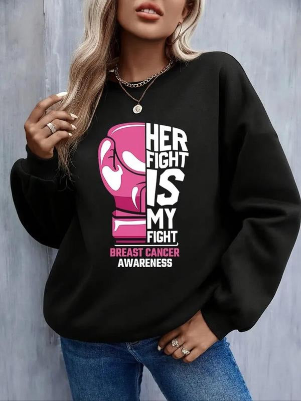 Women's Cartoon & Letter Print Drop Shoulder Sweatshirt, Casual Long Sleeve Round Neck Pullover for Fall & Winter, Ladies...