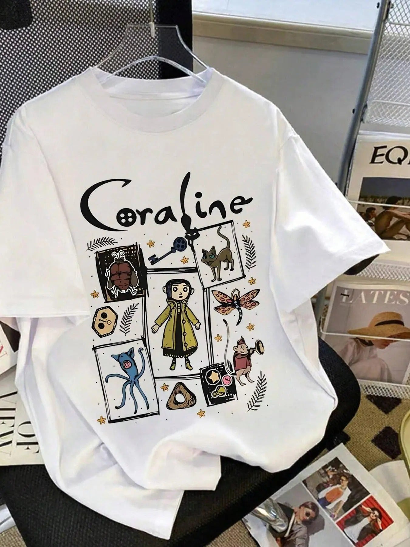 Women's Cartoon & Letter Print Round Neck Tee, Fashion Casual Short Sleeve T-shirt for Daily Wear, Ladies Summer Clothes...