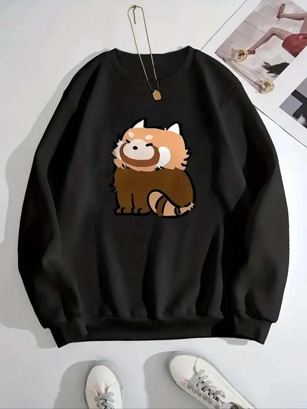 Women's Cartoon Cat Print Crew Neck Sweatshirt, Casual Long Sleeve Pullover for Daily Wear, Ladies Clothes for All...
