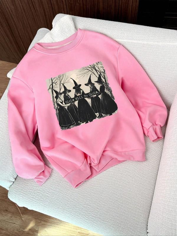 Women's Cartoon Coraline Graphic Print Crew Neck Sweatshirt, Loose-Fit Casual Long Sleeve Pullover, Fall & Winter Daily...