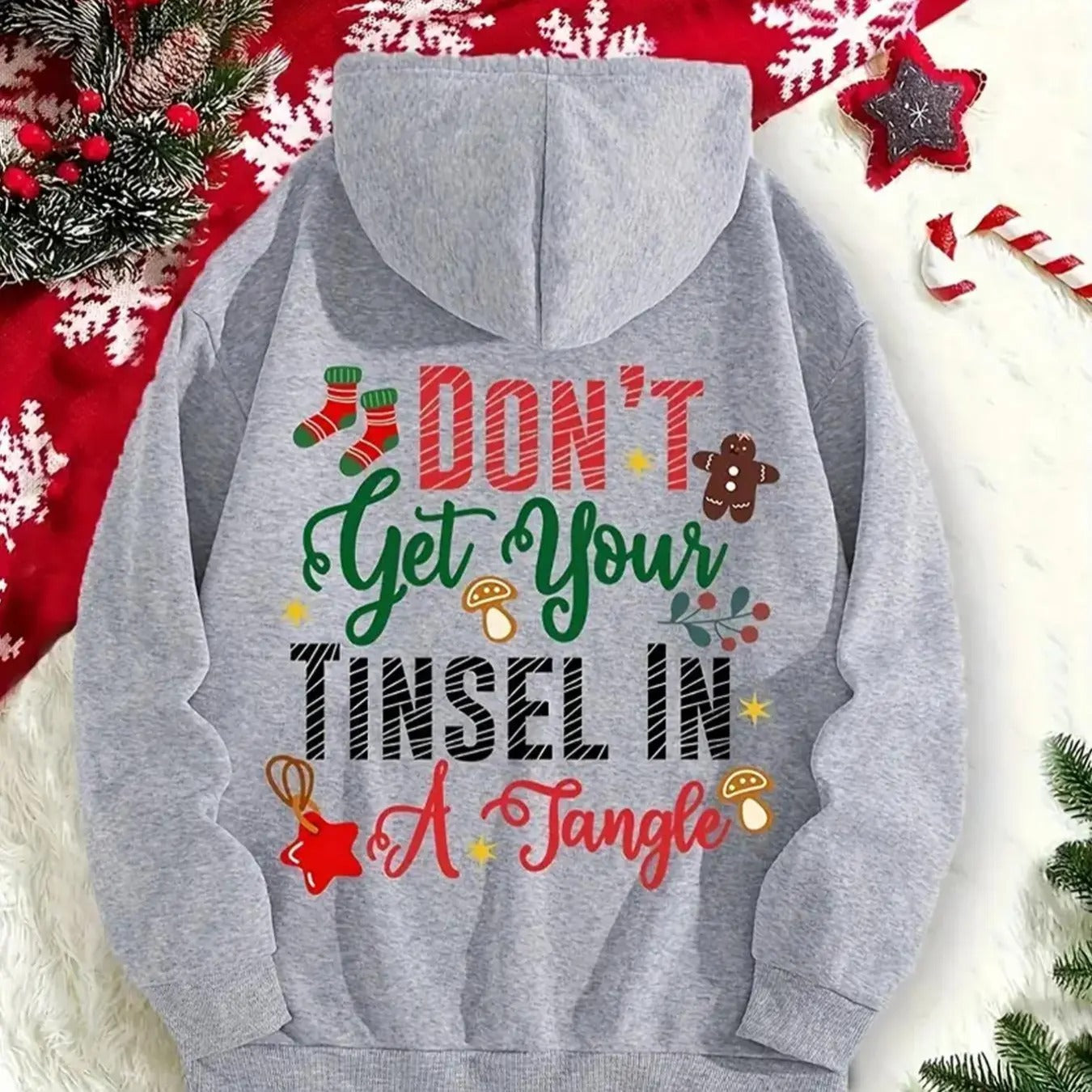 Women's Cartoon Letter Print Thermal Lined Hoodie, Casual Long Sleeve Hooded Sweatshirt for Spring & Fall, Women's...