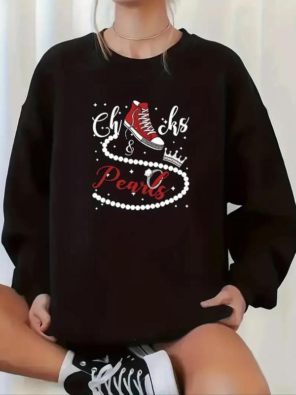 Women's Cartoon Print Drop Shoulder Sweatshirt, Casual Long Sleeve Round Neck Pullover for Fall & Winter, Ladies Clothes...