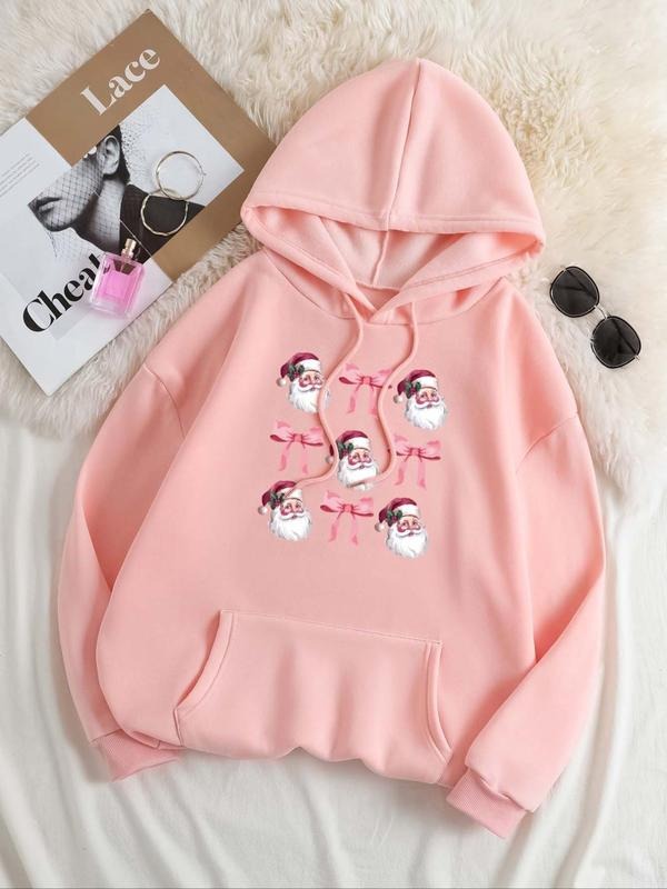 Women's Cartoon Print Hoodie, Fashion Casual Drawstring Pocket Hooded Sweatshirt for Daily Holiday Outdoor Wear, Women...