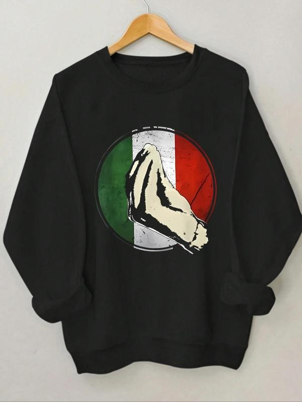 Women's Cartoon Print Round Neck Sweatshirt, Casual Long Sleeve Crew Neck Pullover for Spring & Fall, Fashion Women's Top...