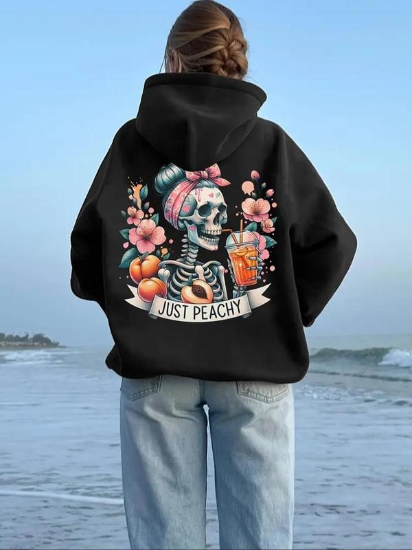 Women's Cartoon Skeleton & Hoodie, Fashion Casual Hooded Sweatshirt for Daily Holiday Outdoor Wear, Women Clothing for...