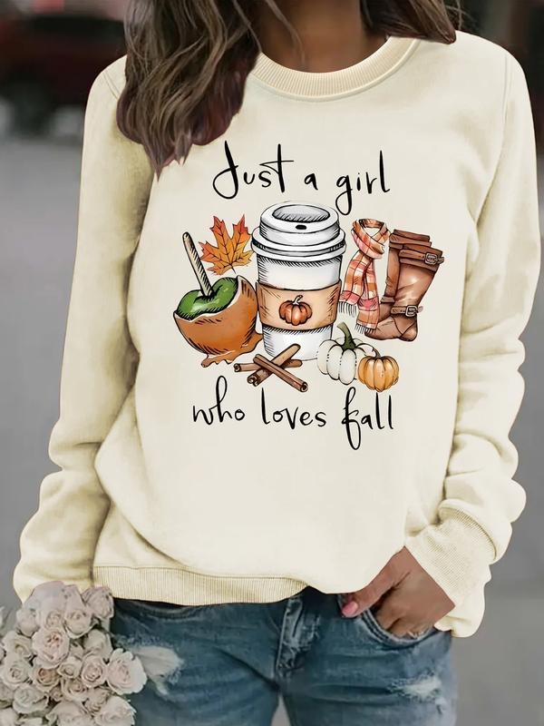 Women's Casual Autumn Lover Graphic Pullover Sweater, Soft Long Sleeve Round Neck Sweatshirt, All-Season Comfort Fit Top...
