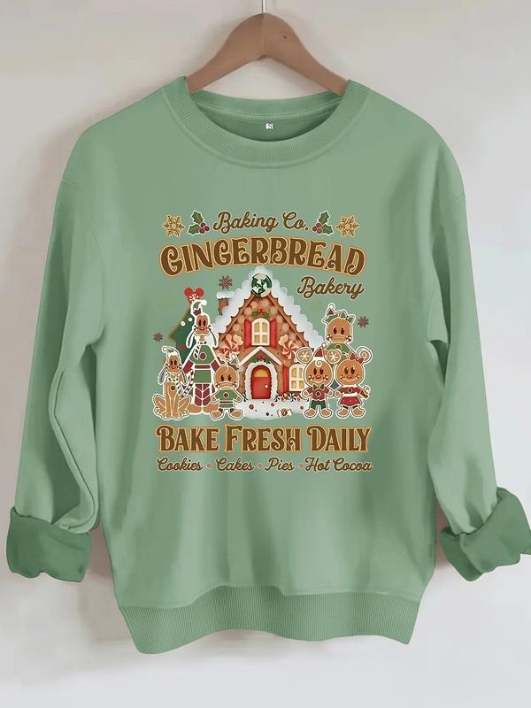 Women's Casual Baking Co Pattern Pullover, Soft Long Sleeve Round Neck Christmas Sweatshirt, All-Season Comfort T-Shirts,...