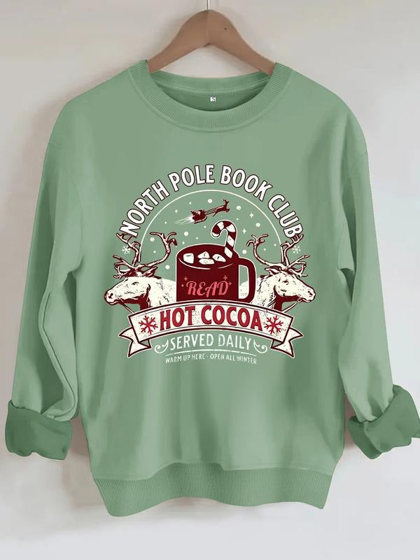 Women's Casual Christmas Graphic Pullover Sweatshirt, Soft Long Sleeve Round Neck, All-Season Comfort, Durable Fabric...