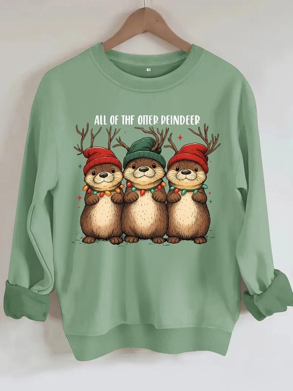 Women's Casual Christmas Pattern Pullover Sweatshirt, Soft Long Sleeve Round Neck, All-Season Comfort, Durable Fabric...