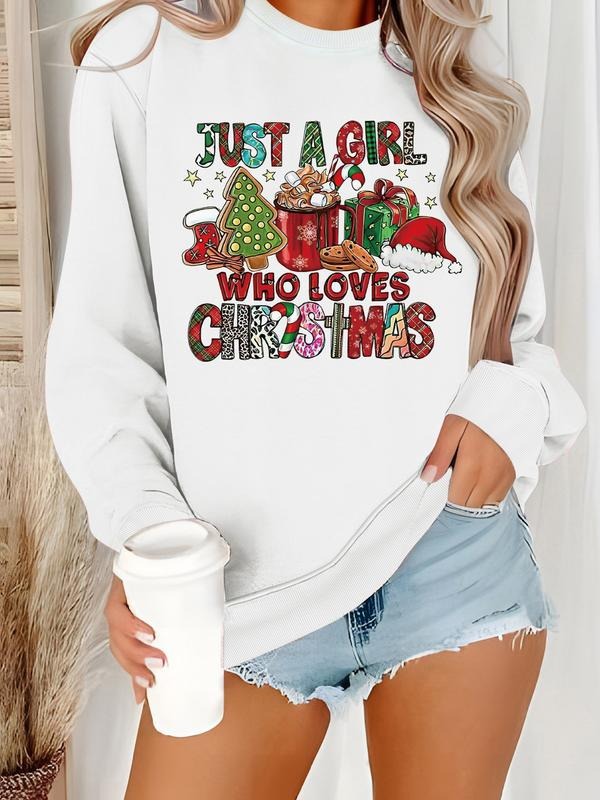 Women's Casual Christmas Print Pullover Sweater, Soft Long Sleeve Round Neck Sweatshirt, All-Season Comfortable Wear...
