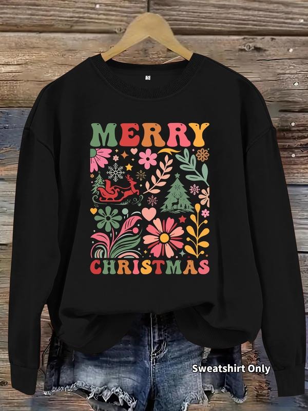 Women's Casual Christmas Print Pullover Sweater, Soft Long Sleeve Round Neck Sweatshirt, Comfortable Daily Wear style 02...
