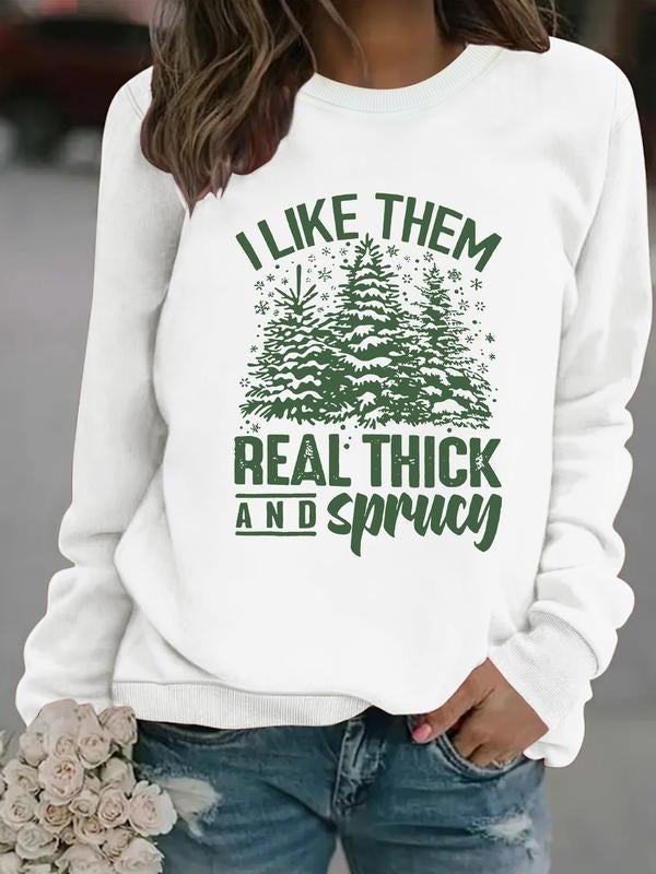Women's Casual Christmas Shirt, Fun Holiday Pattern Pullover, Soft Long Sleeve Round Neck Sweatshirt, All Seasons Wear Hoodie
