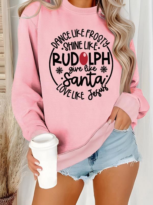Women's Casual Christmas Snowflake Star Print Pullover Sweater, Soft Long Sleeve Round Neck Sweatshirt, All Seasons Wear...