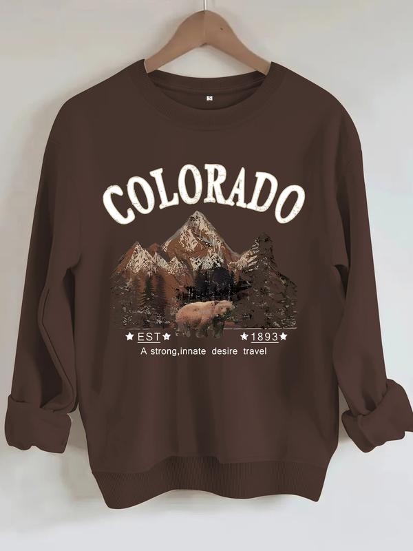 Women's Casual Colorado Pattern Pullover Sweater, Soft Long Sleeve Round Neck Sweatshirt, Comfortable Daily Wear...