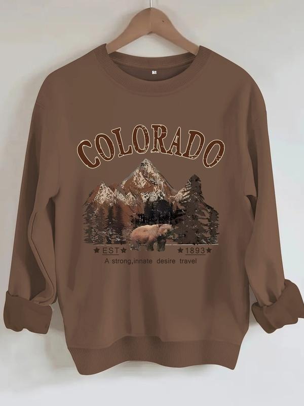 Women's Casual Colorado Pattern Pullover Sweatshirt, Soft Long Sleeve Round Neck, All-Season Comfort, Durable Fabric...
