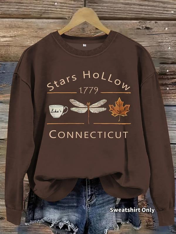 Women's Casual Connecticut Starry Night Sweatshirt, Soft Long Sleeve Round Neck Pullover, All-Season Comfort Fit Top...