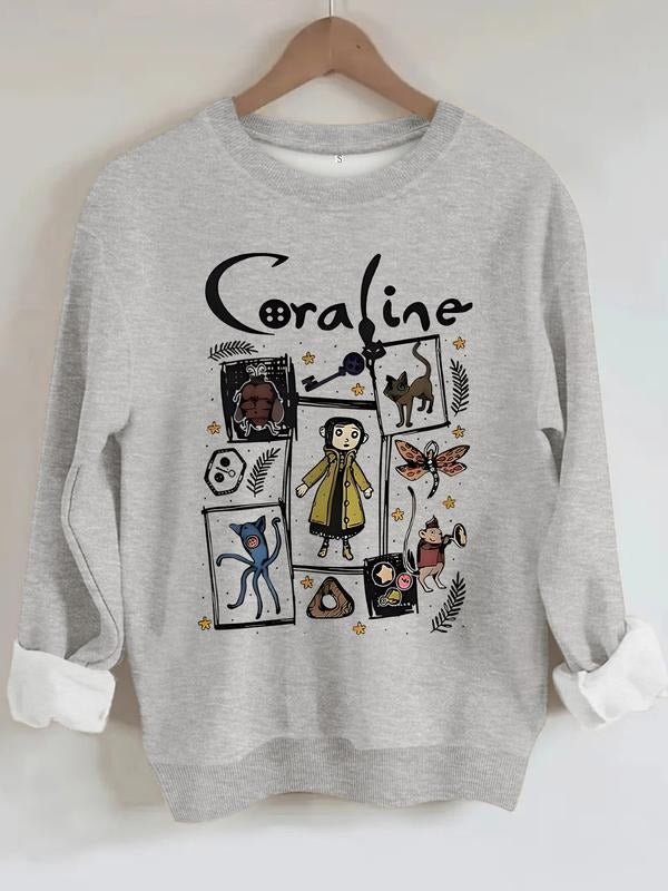 Women's Casual Coraine Graphic Pullover Sweater, Soft Long Sleeve Round Neck Sweatshirt, Comfortable Daily Wear T-Shirts,...