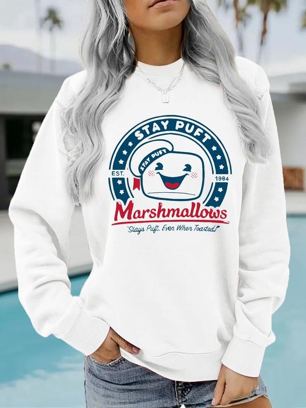 Women's Casual Cotton Candy Letter Print Pullover Sweater, Soft Long Sleeve Round Neck Sweatshirt, All-Season Wear...