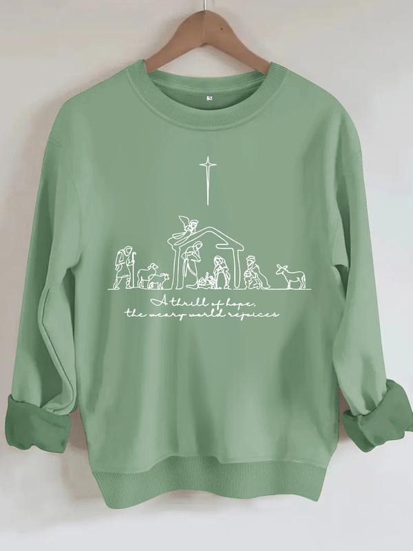 Women's Casual Cross Star Angel Pattern Pullover Sweatshirt, Soft Long Sleeve Round Neck, All-Season Comfort T-Shirts, Hoodie
