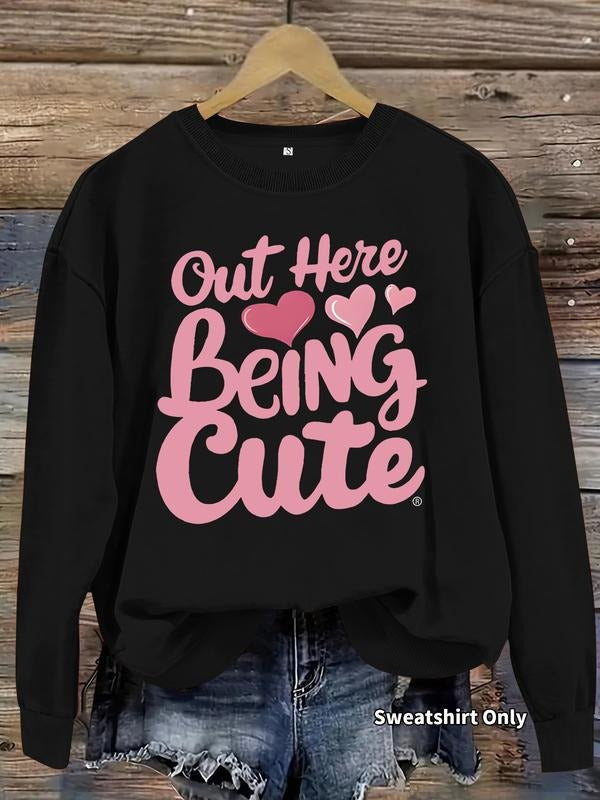 Women's Casual Cute Pattern Print Round Neck Sweatshirt, Fall & Winter, Graduation, Teacher, Back to School Pullover...