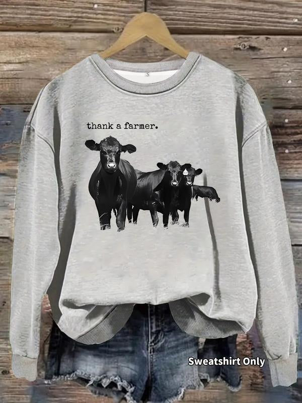 Women's Casual Denim Letter Print Pullover Sweater, Soft Long Sleeve Round Neck Sweatshirt, All-Season Comfort Fit Top...