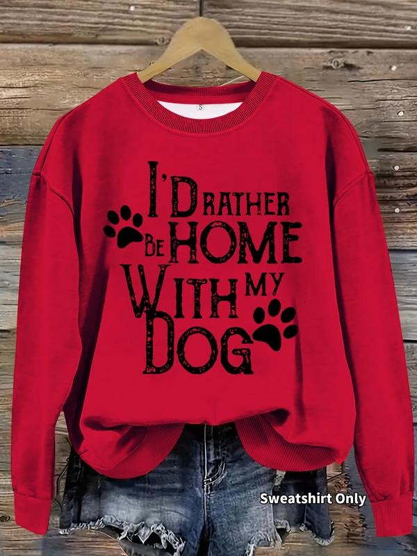 Women's Casual Dog Lover Graphic Pullover Sweater, Soft Long Sleeve Round Neck Sweatshirt, Comfortable Daily Wear...