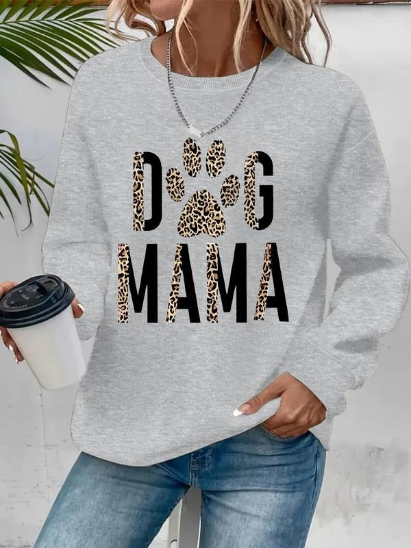 Women's Casual Dog Mom Graphic Sweatshirt, Soft Long Sleeve Round Neck Pullover, All-Season Comfort, Durable Fabric...