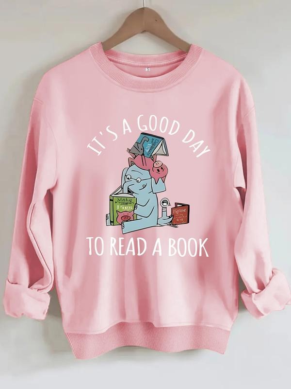 Women's Casual Elephant Pattern Pullover Sweatshirt, Soft Long Sleeve Round Neck, All-Season Comfort, Durable Fabric...