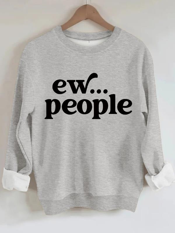 Women's Casual Ew People Graphic Pullover Sweater, Soft Long Sleeve Round Neck Sweatshirt, Comfortable Daily Wear...