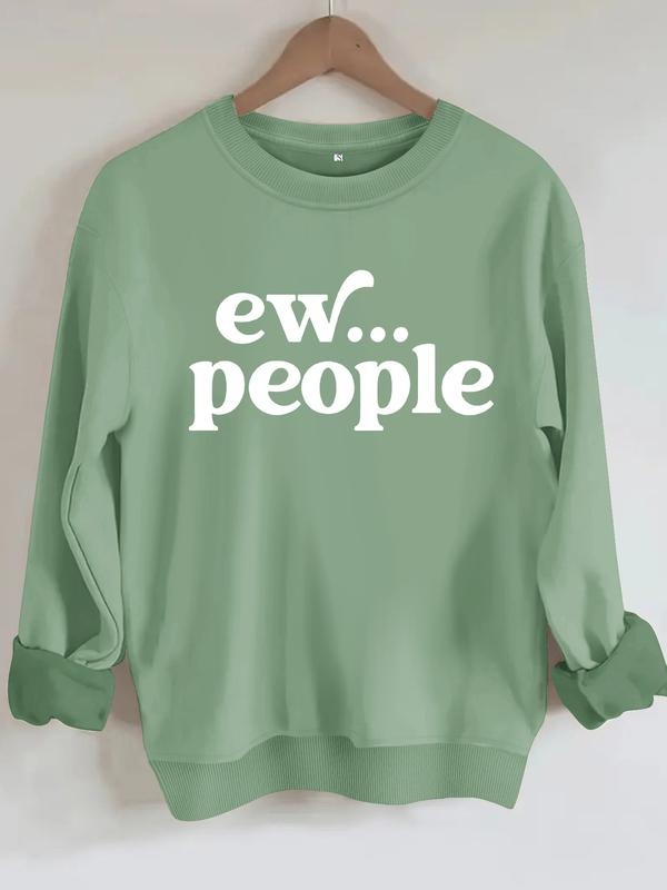 Women's Casual Ew People Pattern Pullover Sweatshirt, Soft Long Sleeve Round Neck, All-Season Comfort, Durable Fabric...