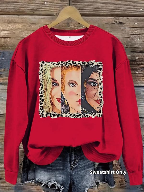 Women's Casual Expression Graphic Pullover Sweater, Soft Long Sleeve Round Neck Sweatshirt, All-Season Comfort Fit Top...