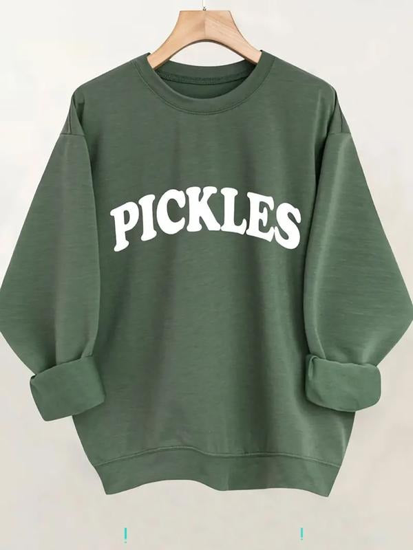 Women's Casual Fitted Crew Neck Pullover Sweatshirt, Fun Letter Print Design, All Season Wearable, Perfect Gift Choice...