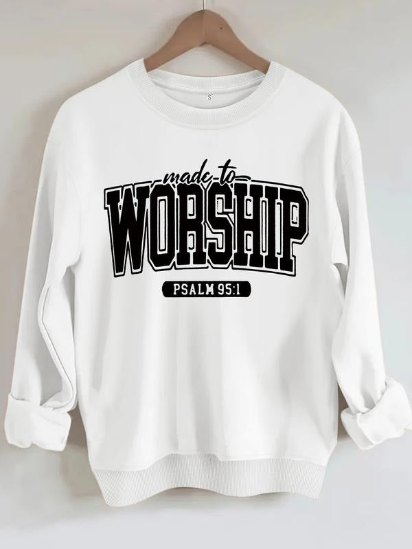 Women's Casual Fitted Letter Print Pullover Sweater, Soft Long Sleeve Round Neck Sweatshirt, Comfortable Daily Wear...