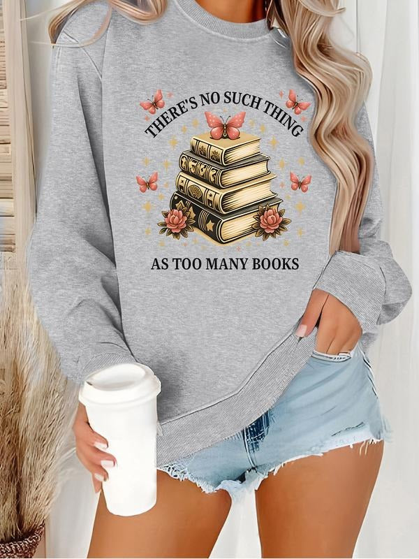 Women's Casual Floral Butterfly Print Pullover Sweater, Soft Long Sleeve Round Neck Sweatshirt, Comfortable Daily Wear...