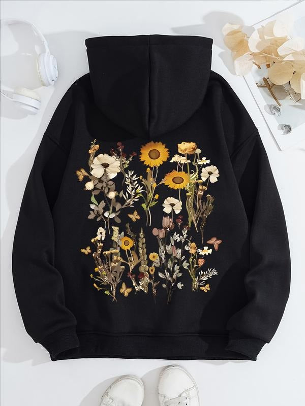 Women's Casual Floral Hooded Sweatshirt with Front Pocket, Comfortable Winter Pullover, Fall & Winter Fashion style 02...