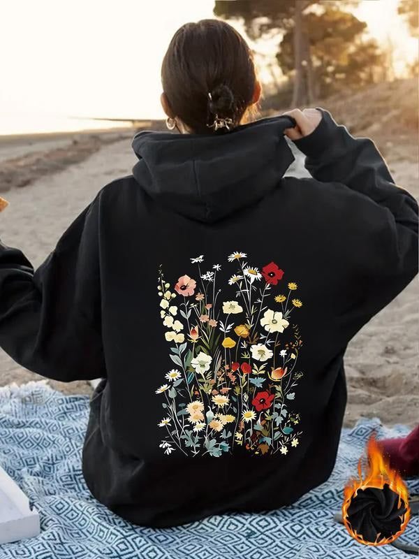 Women's Casual Floral Hooded Sweatshirt with Front Pocket, Comfortable Winter Pullover, Fall & Winter Fashion T-Shirts,...