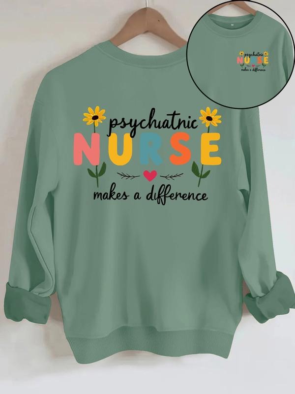 Women's Casual Floral Letter Print Round Neck Sweatshirt, Fall & Winter Fitted Pullover, Graduation Teacher...
