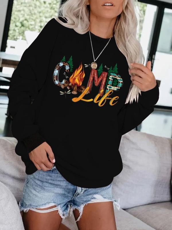 Women's Casual Geometric Pattern Pullover Sweater, Soft Long Sleeve Round Neck Sweatshirt, All-Season Comfortable Wear...