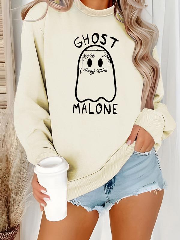 Women's Casual Ghost Maroon Halloween Cute Pattern Hoodie, Soft Long Sleeve Round Neck Sweatshirt, All-Season Comfort...