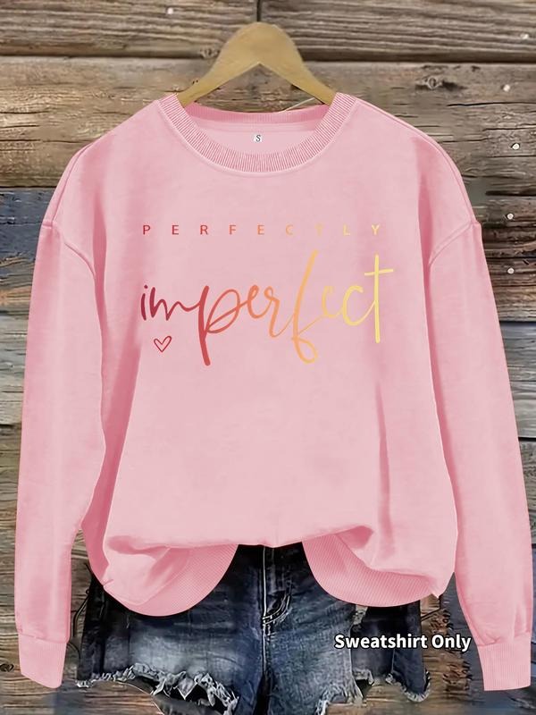 Women's Casual Gradient Letter Print Pullover Sweater, Soft Long Sleeve Round Neck Sweatshirt, Comfortable Daily Wear...