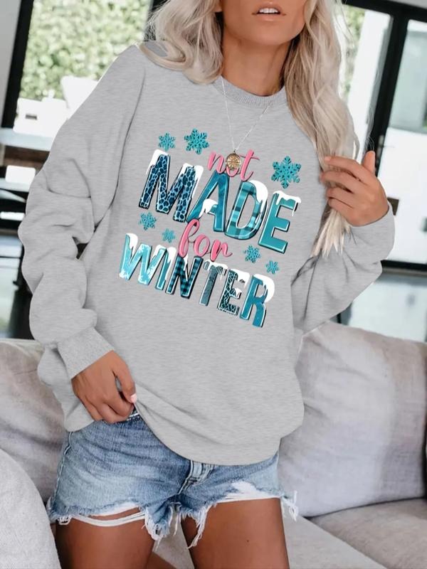 Women's Casual Graphic Sweatshirt with Snowflake Design, Soft Long Sleeve Round Neck, All-Season Comfort T-Shirts, Hoodie