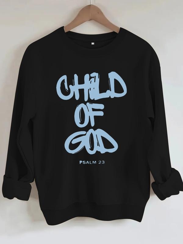 Women's Casual Graphic Sweatshirt, Psalm 23 Print, Round Neck, Fitted Knit Fabric, All-Season Comfort T-Shirts, Hoodie