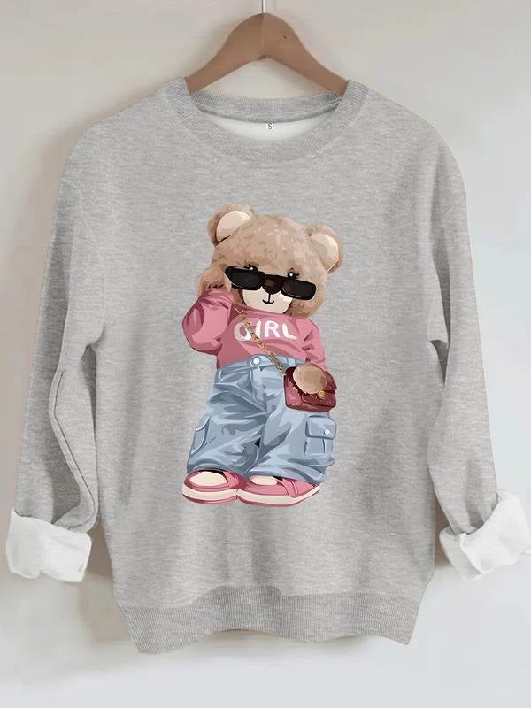 Women's Casual Graphic Sweatshirt, Round Neck, Fitted Knit Fabric, All-Season Comfort, Daily Wear T-Shirts, Hoodie