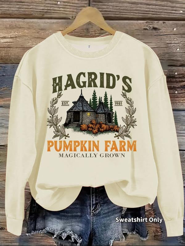 Women's Casual Hagrid's Pumpkin Patch Thanksgiving Halloween Sweatshirt, Soft Long Sleeve Round Neck Pullover, All...