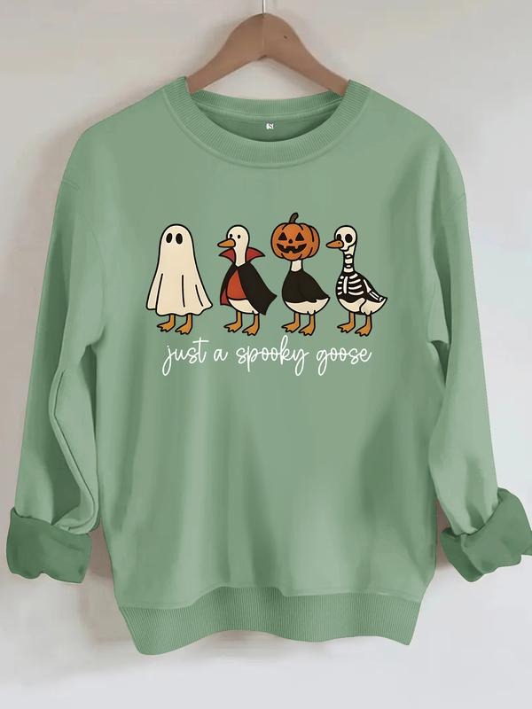 Women's Casual Halloween Cartoon Sweatshirt, Soft Long Sleeve Round Neck Pullover, All-Season Comfort, Durable Fabric...